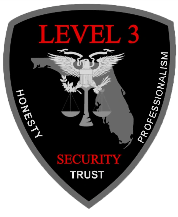 Level 3 Security shield badge with Florida eagle